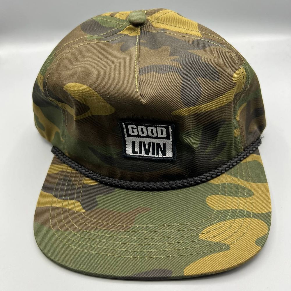 Good Livin Hat Men Green Camouflage Skate‎ Strap Back Cap